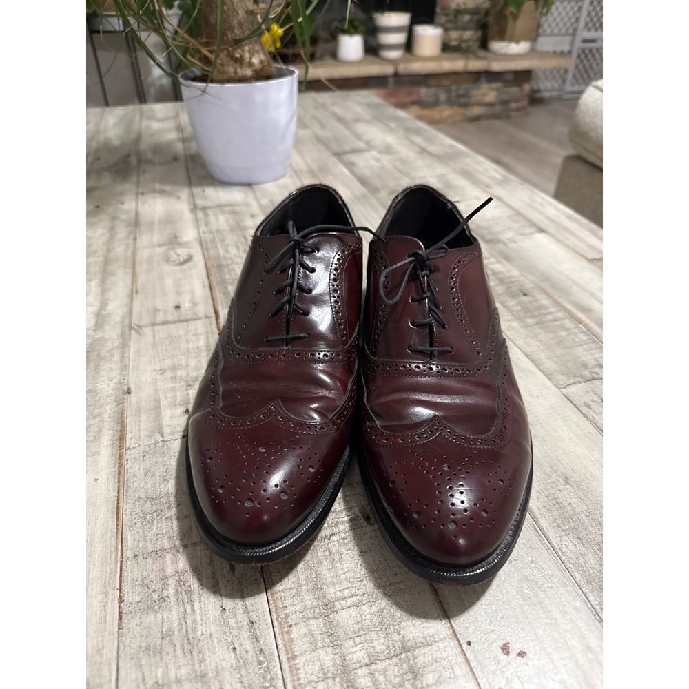 Stafford Comfort Plus Mens 12 Burgundy Leather Wingtip Oxford Dress Shoes USA